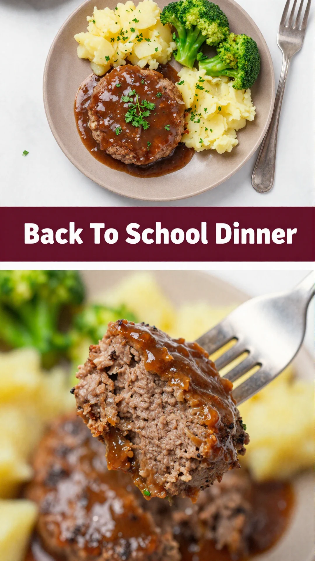A colorful plate with a balanced back-to-school dinner, featuring chicken nuggets, broccoli florets, and sweet potato fries, ready for a child.