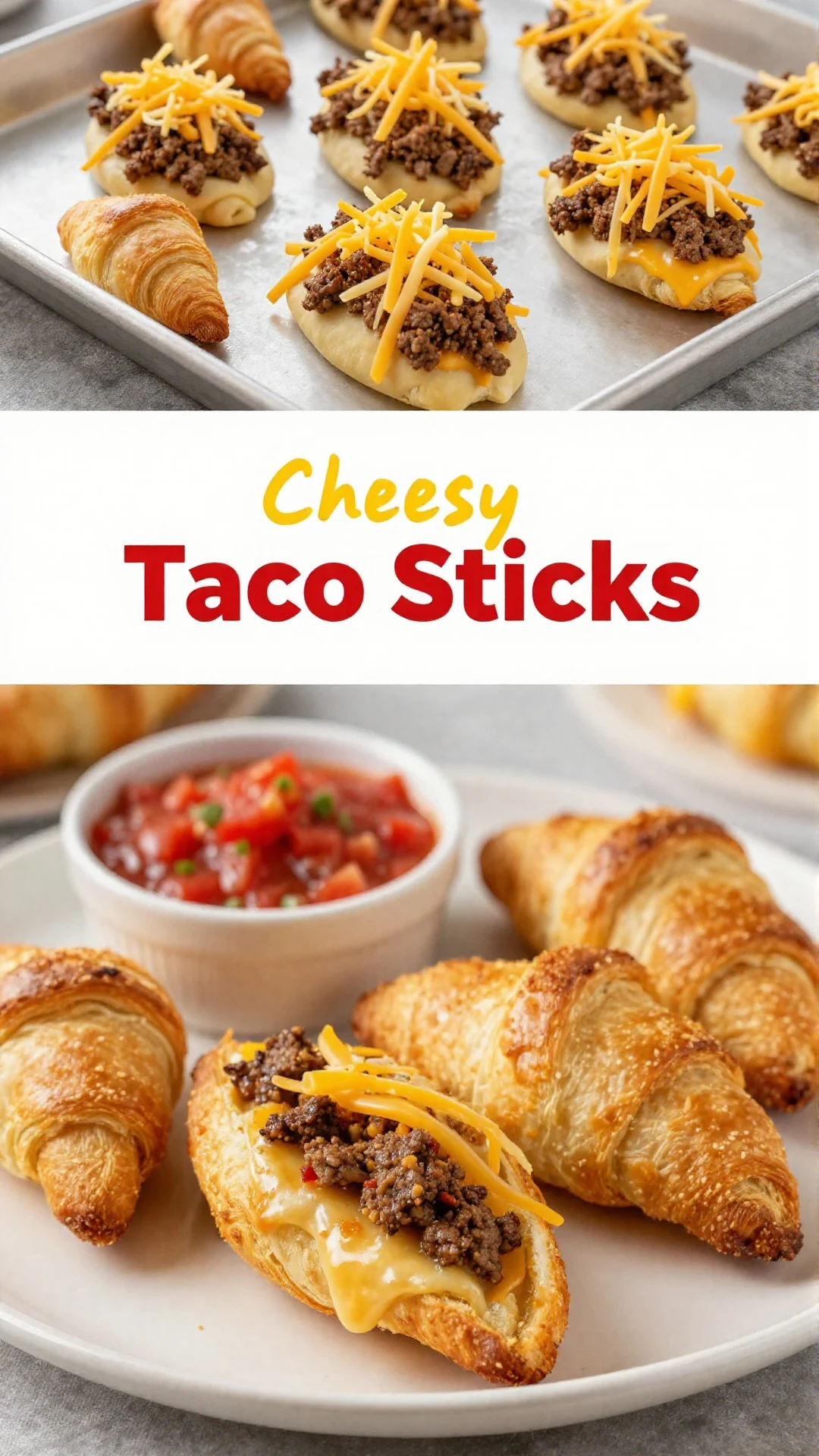 A close-up of cheesy taco sticks served on a plate with dipping sauce.