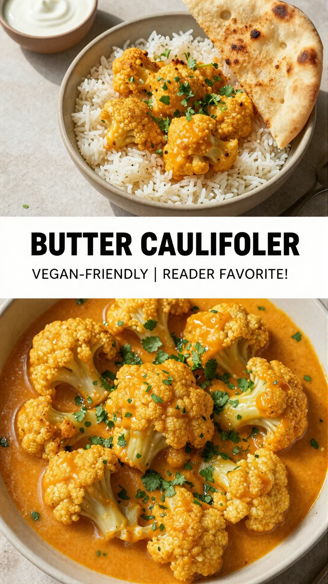 A creamy butter cauliflower dish garnished with fresh herbs