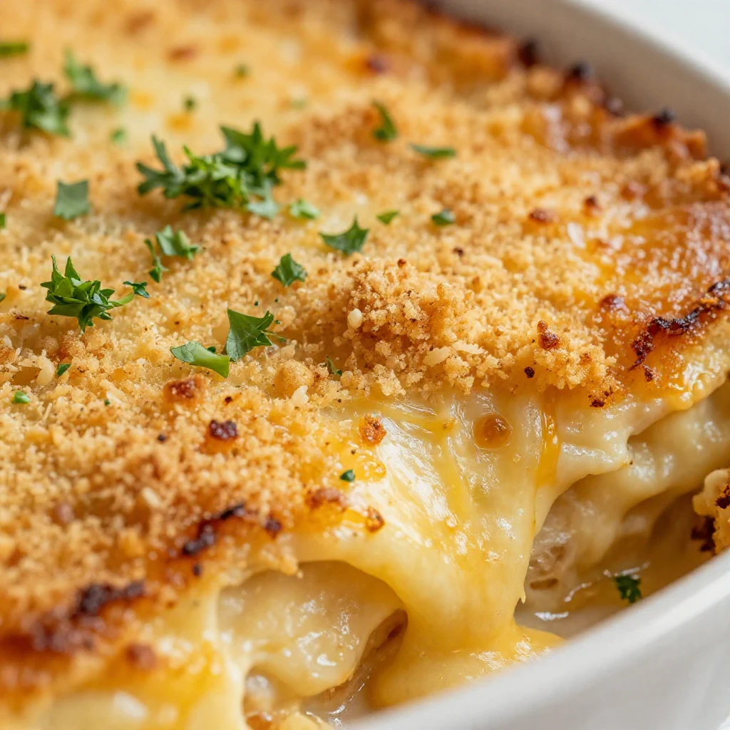 A delicious 5-ingredient casserole inspired by Dolly Parton's recipe, served in a rustic dish.