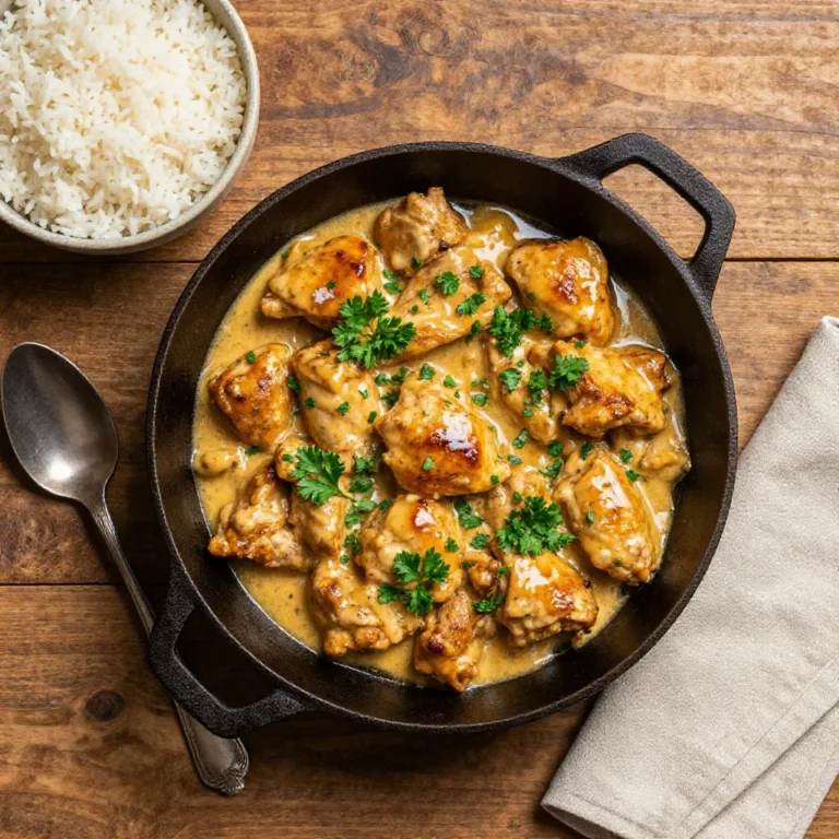A delicious Texas Roadhouse Butter Chicken Skillet served with fresh vegetables