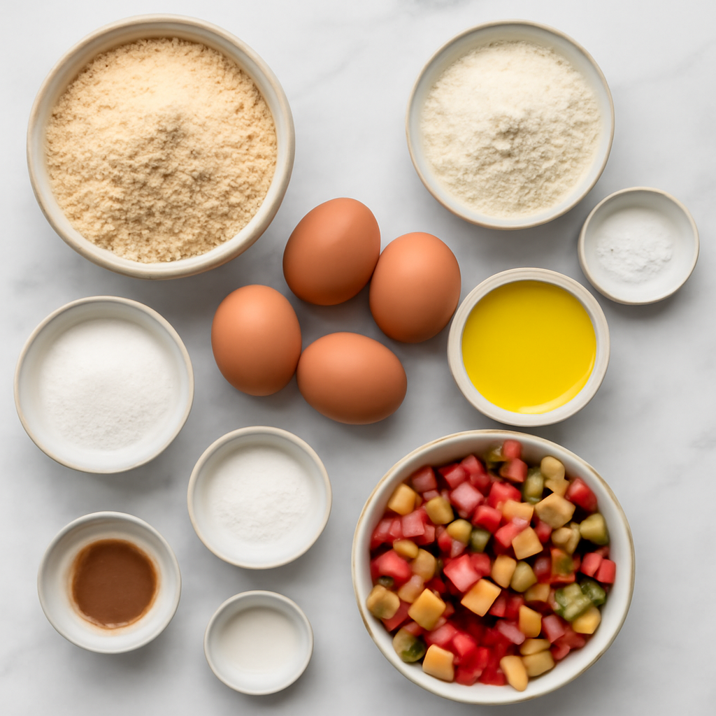 Ingredients for Easy Keto Rhubarb Bread Recipe - Low Carb & Sugar-Free