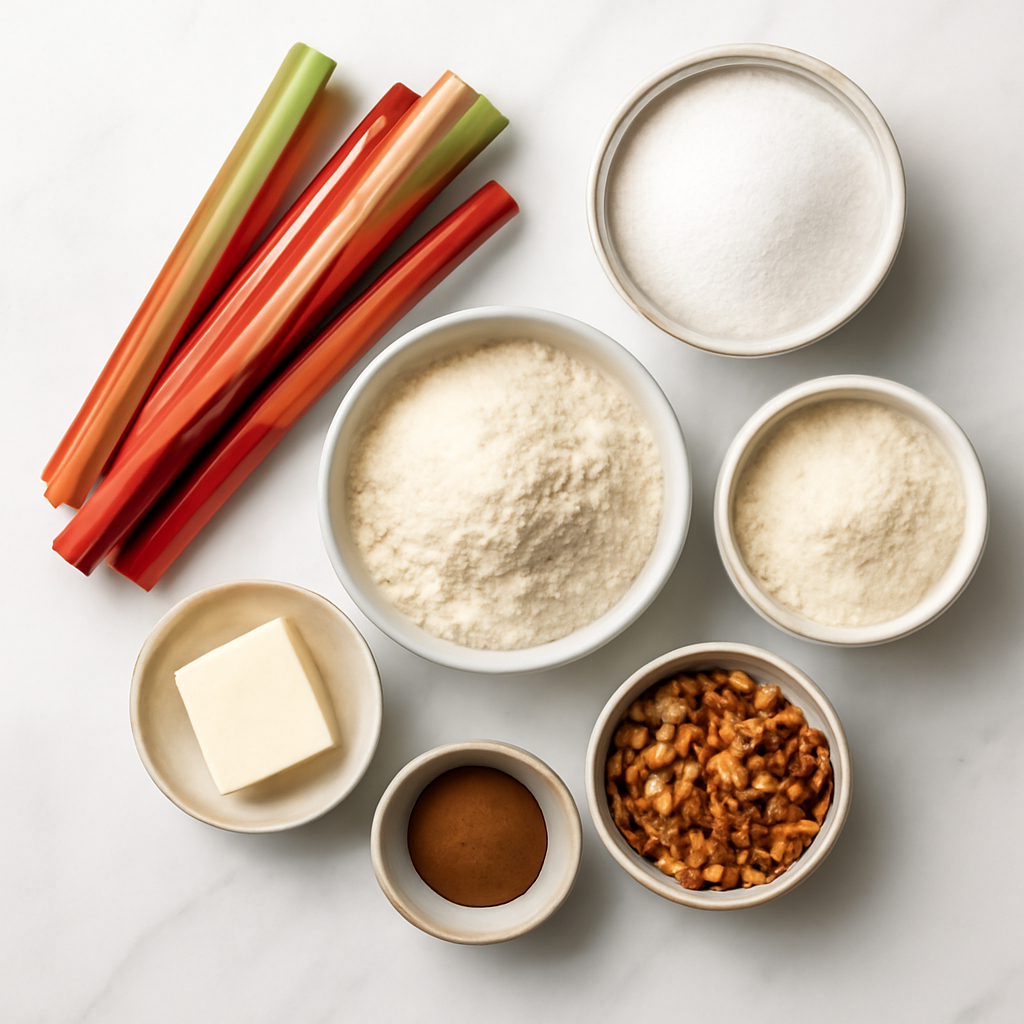 Ingredients for Easy Keto Rhubarb Crumble Recipe - Low Carb & Sugar-Free Dessert