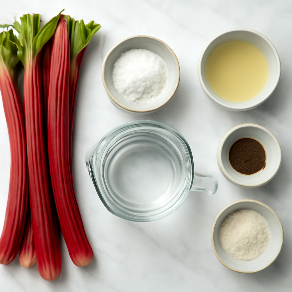 Ingredients for Easy Keto Rhubarb Jam Recipe - Low Carb & Sugar-Free