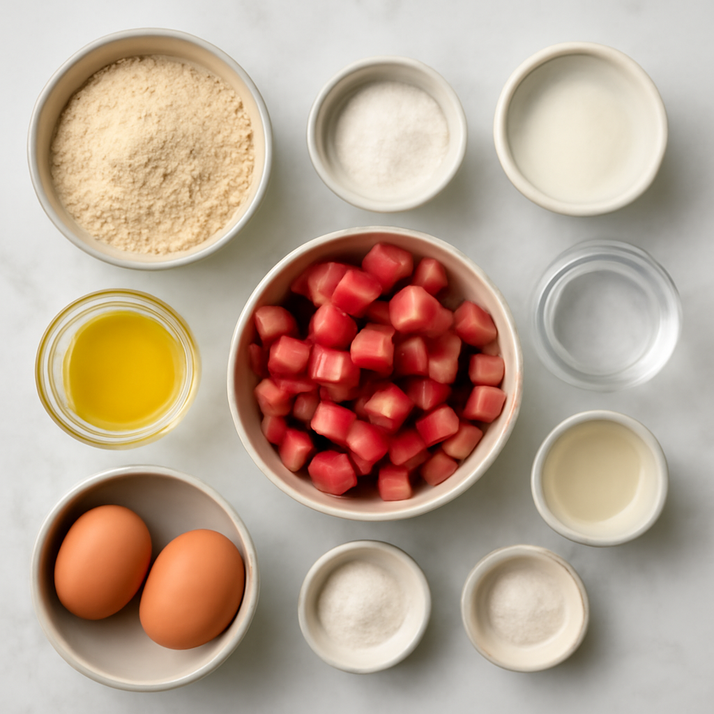 Ingredients for Keto Rhubarb Bars Recipe - Low Carb & Sugar-Free Dessert