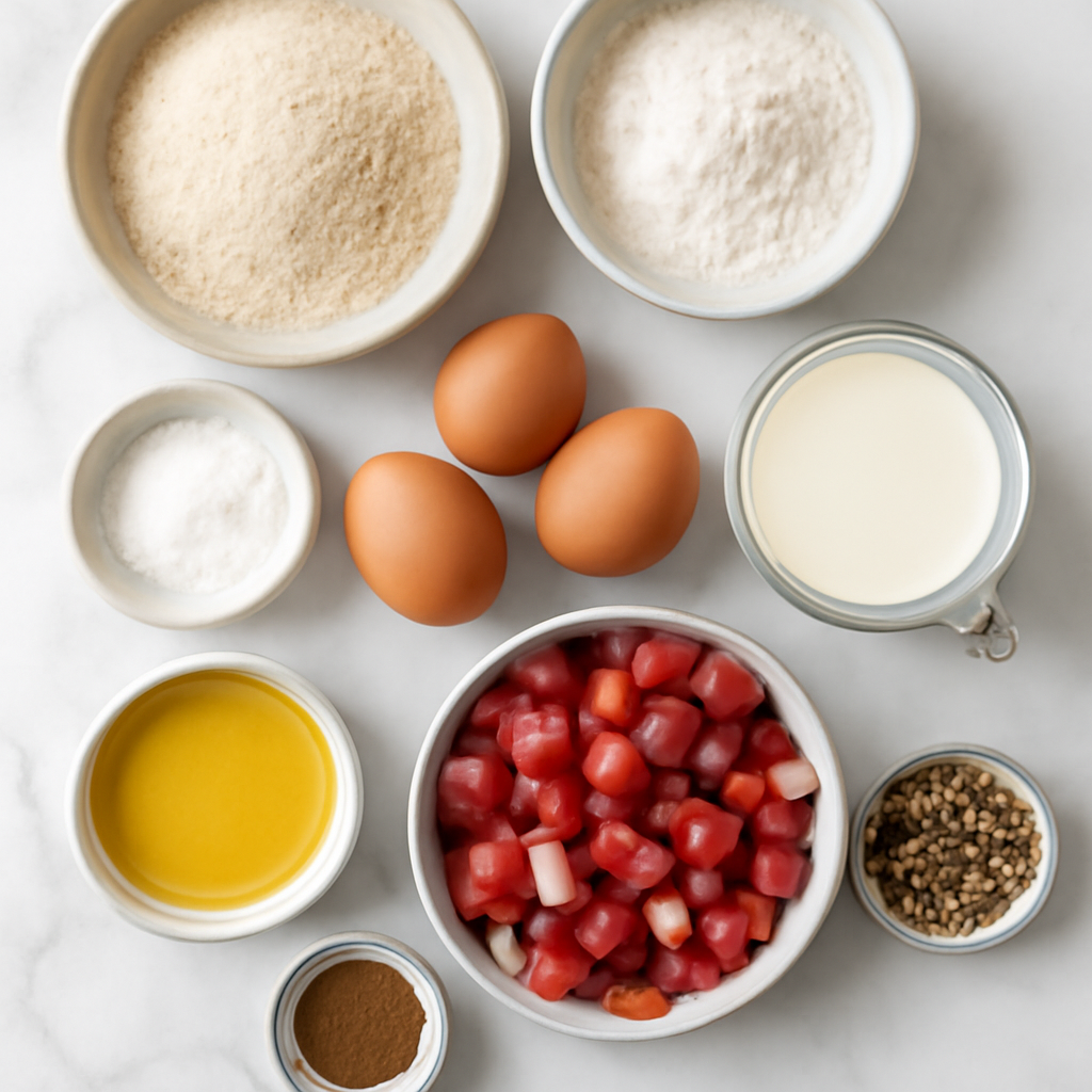Ingredients for Keto Rhubarb Coffee Cake Recipe - Low Carb & Sugar-Free Delight