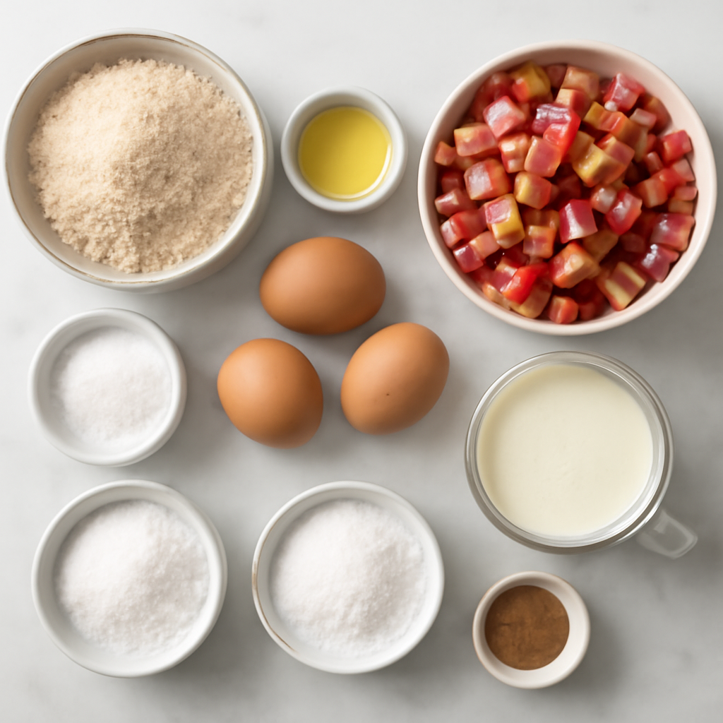 Ingredients for Keto Rhubarb Custard Bars Recipe - Low Carb & Sugar-Free Dessert