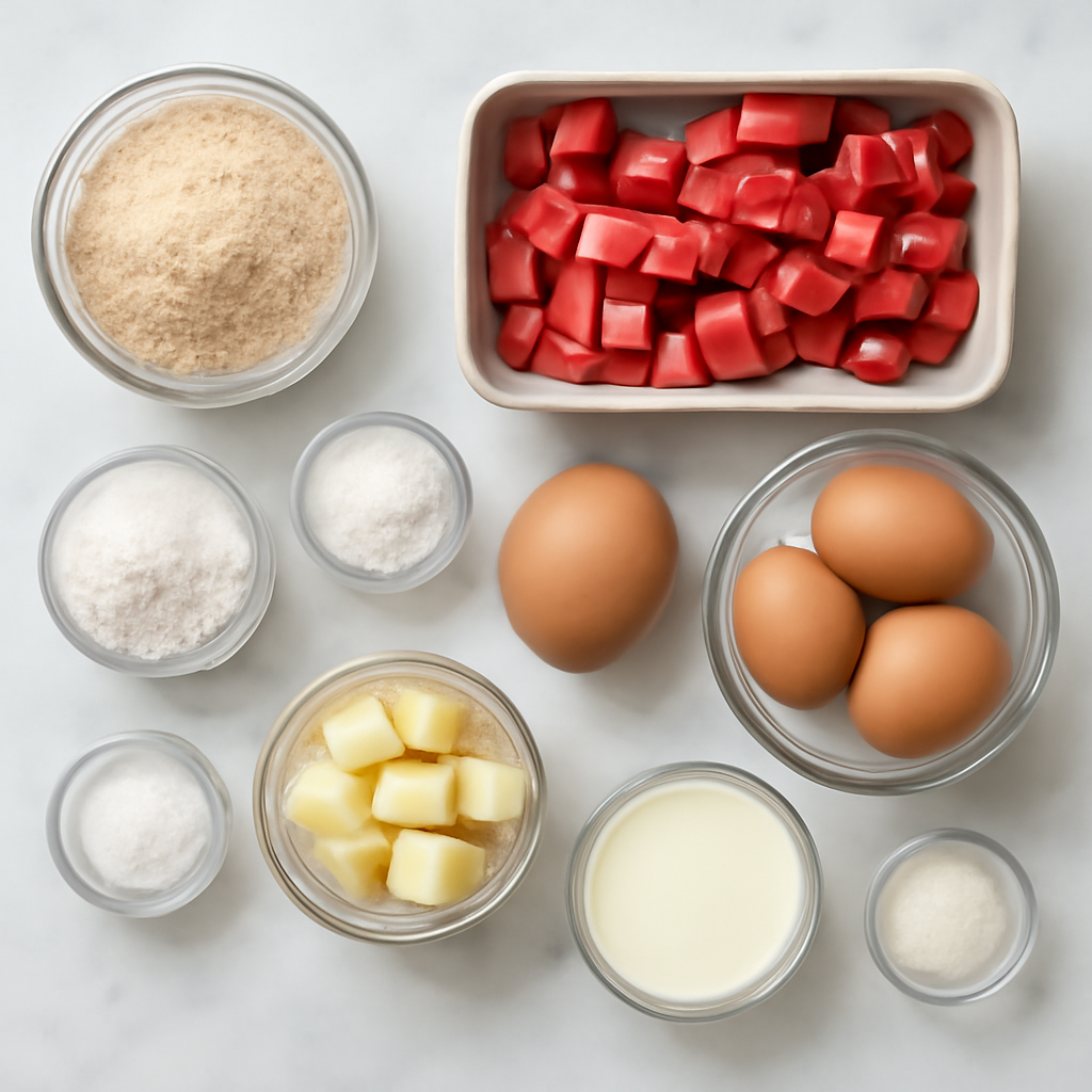 Ingredients for Keto Rhubarb Custard Pie Recipe - Low Carb & Sugar-Free Dessert