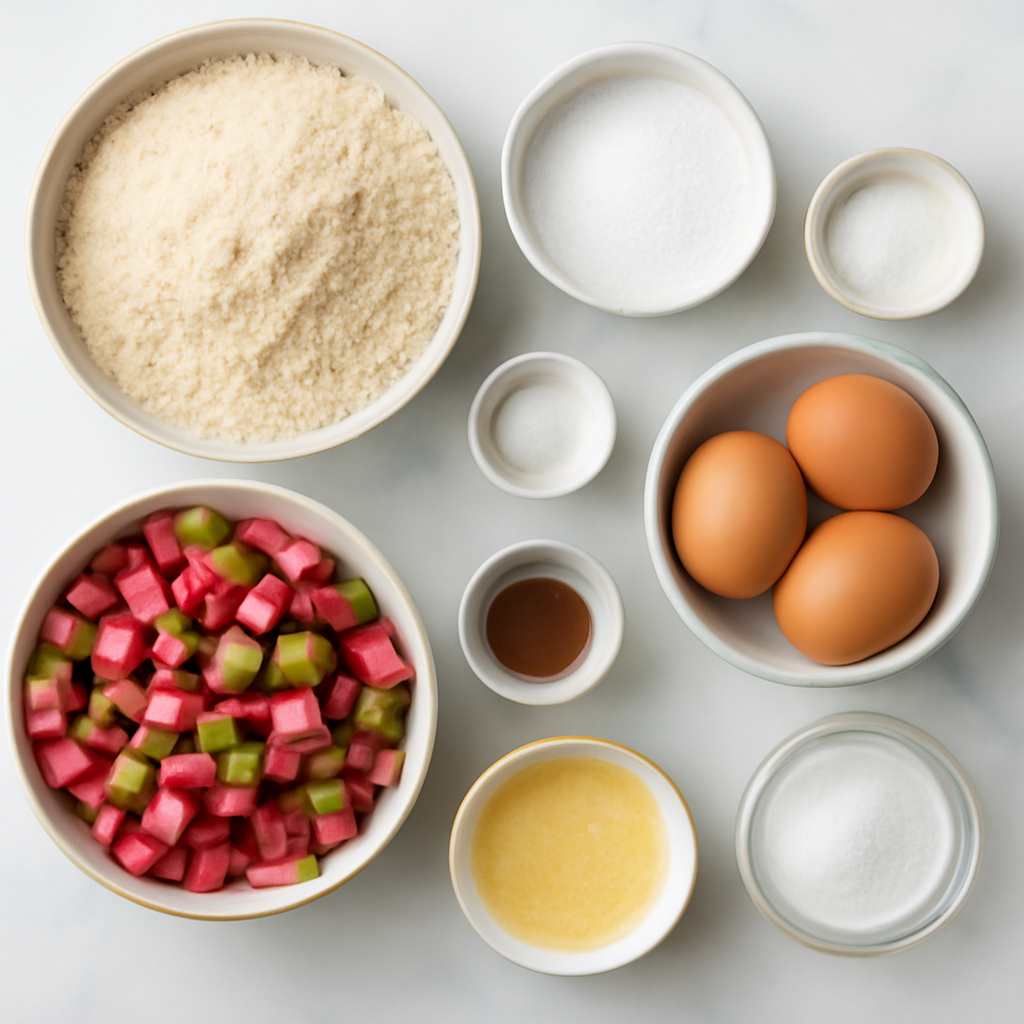 Ingredients for Keto Rhubarb Upside Down Cake Recipe - Low Carb & Sugar-Free