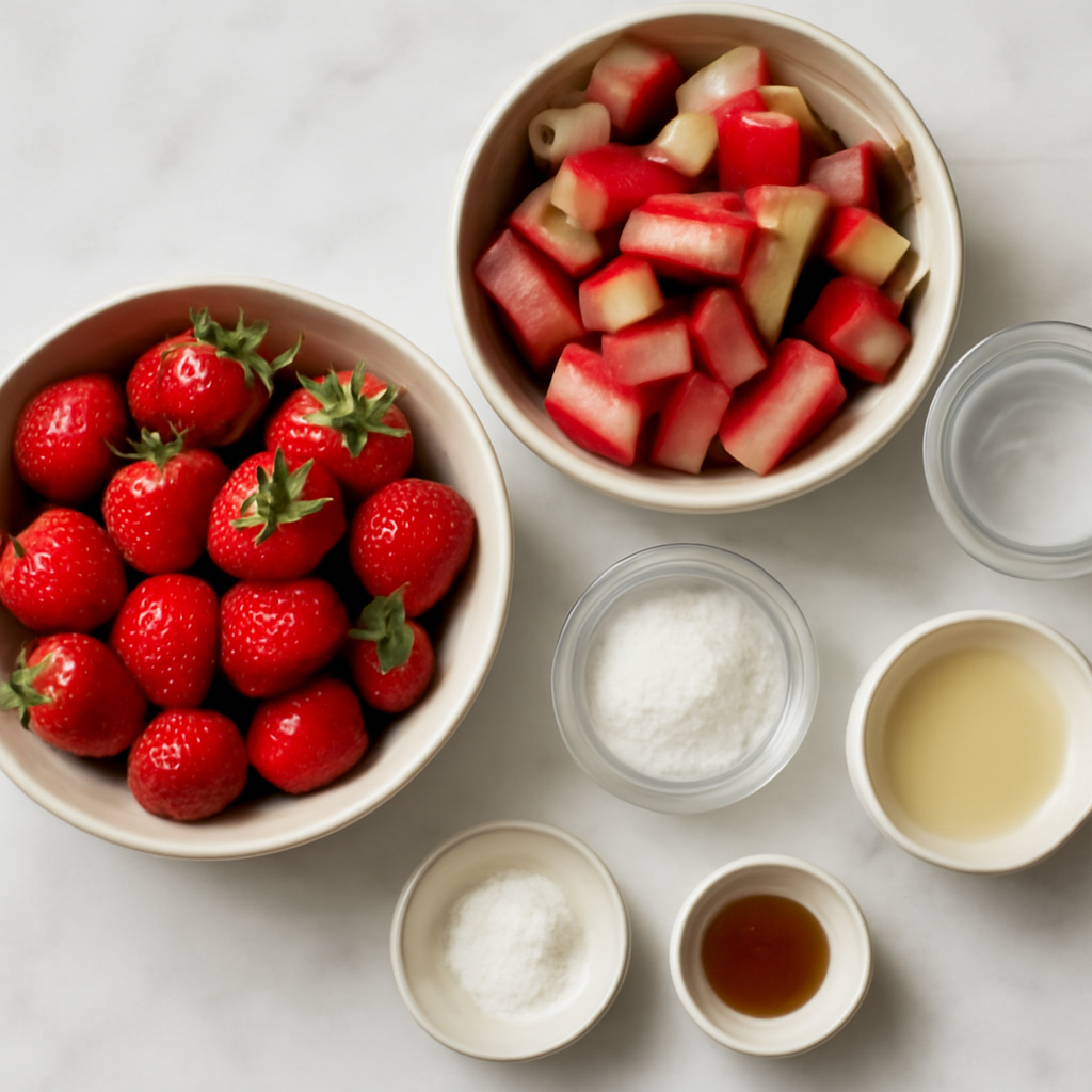 Ingredients for Keto Strawberry Rhubarb Jam Recipe - Low Carb & Sugar-Free